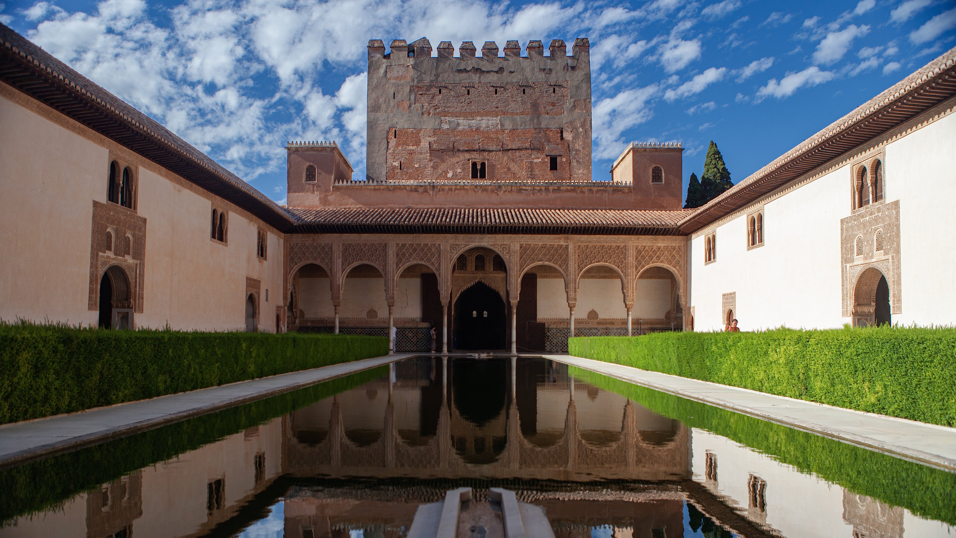 Alhambra courtyard and water reflection