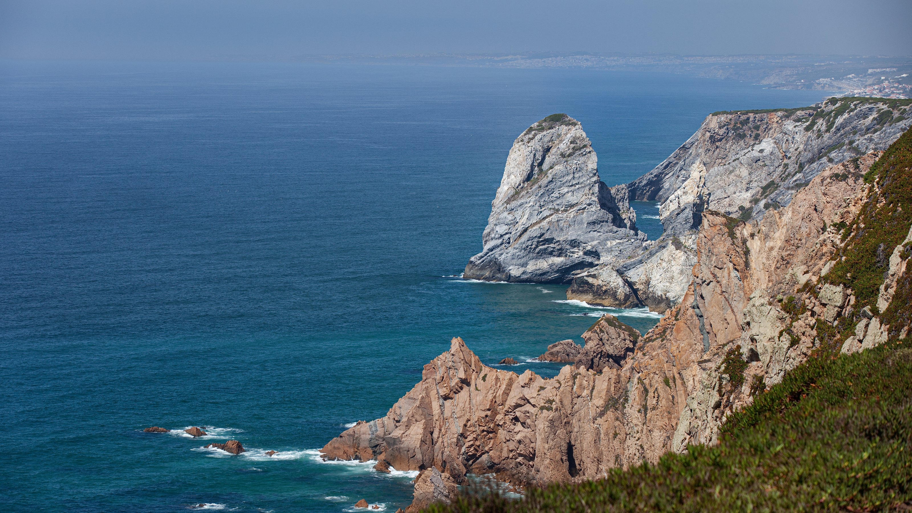 Atlantic coast cliffs and blue sea