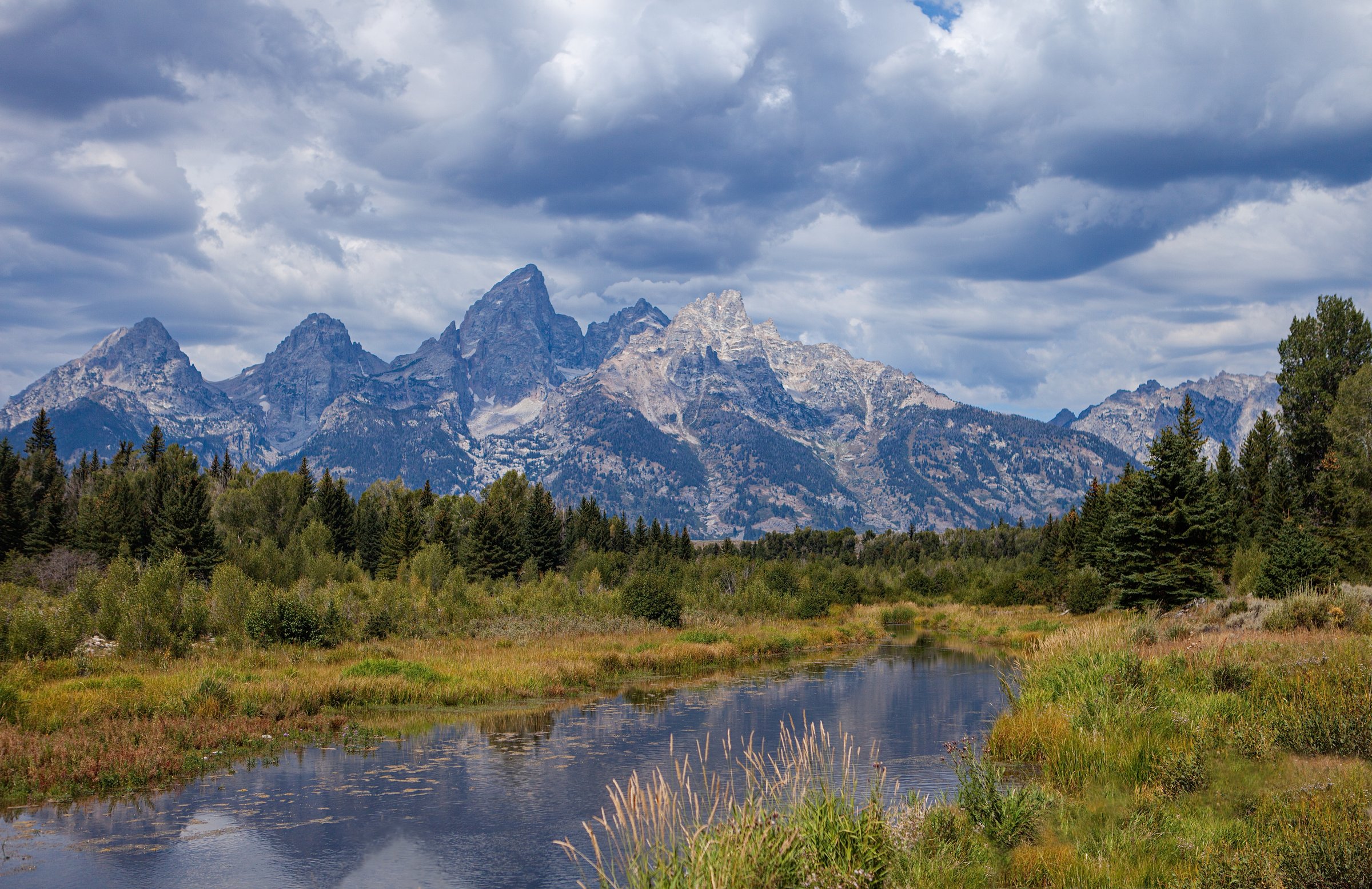 Grand Teton peaks and wetland